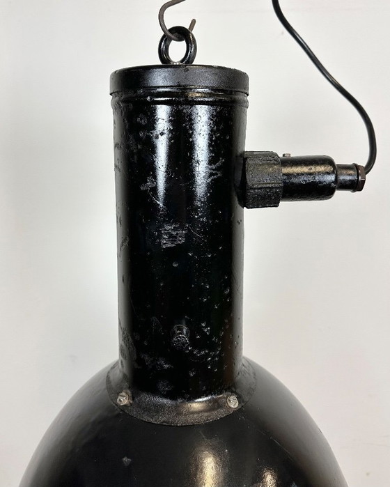 Image 1 of Industrial Black Enamel Factory Hanging Lamp, 1950s
