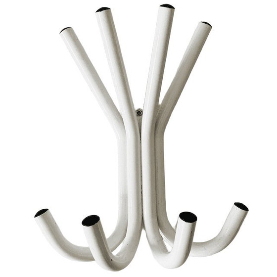 Image 1 of Vintage wall coat rack steel white black 1980s