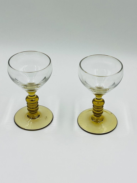 Dúo de copas de vino Roemer de Alsacia con pie ámbar, Vasos y jarras, Vidrio, Transparente, Vintage (foto 2 de 9)