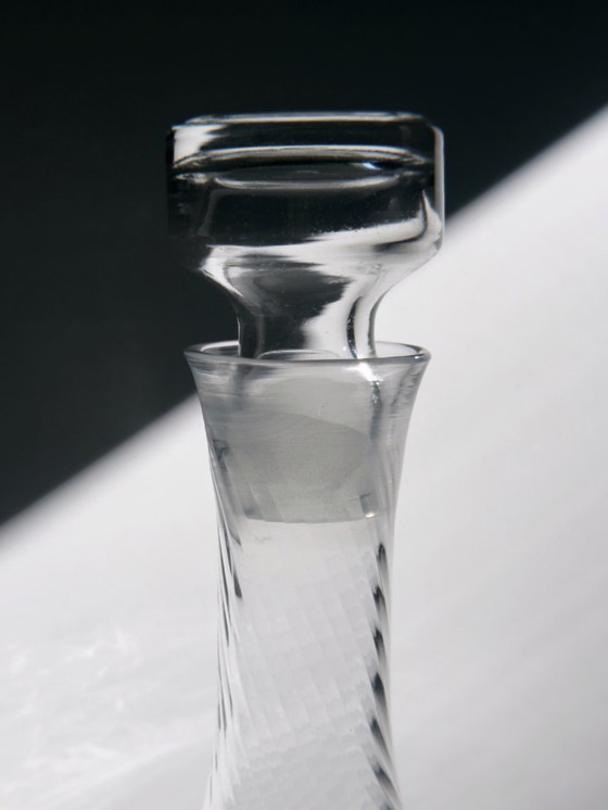 Image 1 of Decanter vintage, caraffa e 6 bicchieri da liquore, cristallo soffiato a bocca, anni '80