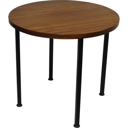Tavolino da caffè rotondo vintage in teak scandinavo, 1970