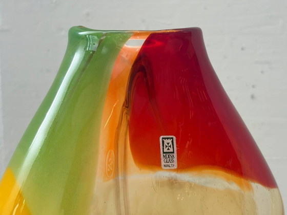 Image 1 of Jarrón de cristal de estudio de Mdina Glass Malta, década de 1970.