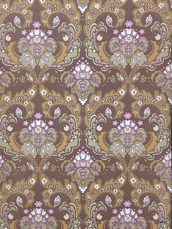14298 Vintage Barok Behang Bruin Roze Goudgeel New Old Stock – Wanddecoratie, Paper (photo 7 of 8)