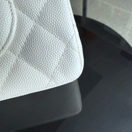 Image 1 of Chanel Classic Flap Small - Caviar 23CM Quilted White Light Gold Hardware Microchip