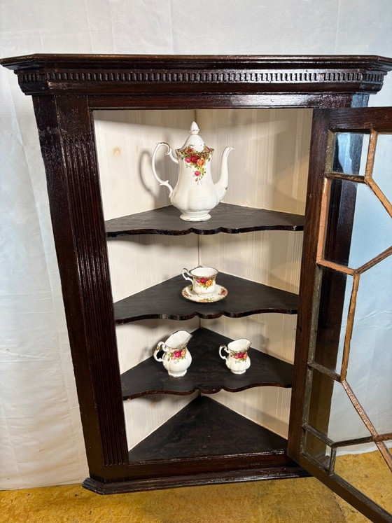 Image 1 of Antique Georgian Hanging Corner Cabinet – Circa 1830  A beautiful antique Georgian hanging corner cabinet dating from around 183