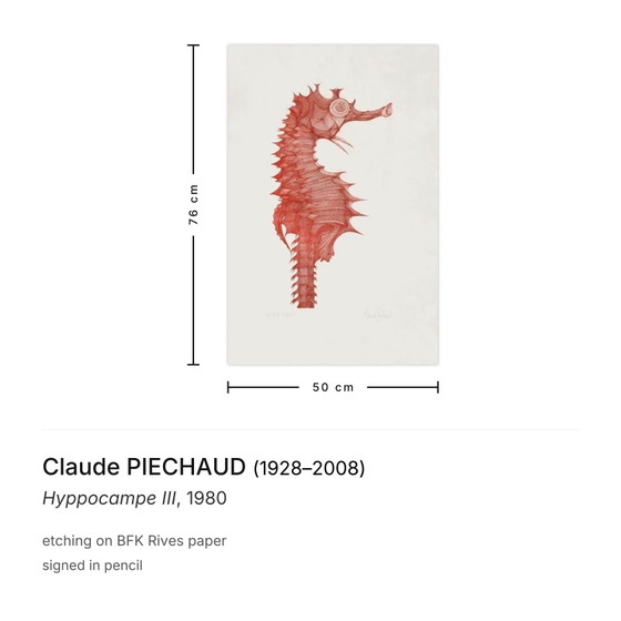 Claude PIECHAUD signierte Radierung Hyppocampe III 1980 – Lithographien & Drucke, Paper (photo 3 of 5)