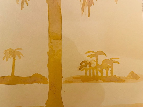 Image 1 of Dipinto ad acquerello di un paesaggio egiziano, "Alba sul Nilo"