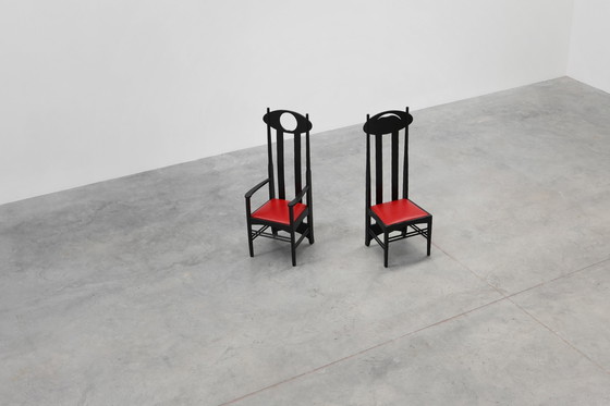 Image 1 of Pair of Argyle Chairs by Charles Rennie Mackintosh for Atelier International, Italy 1970s