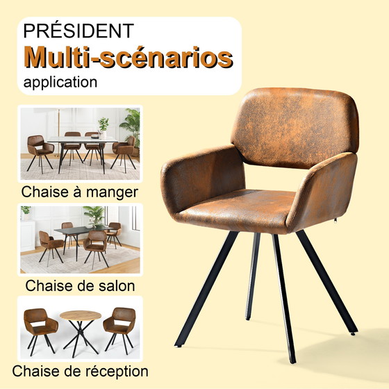 Image 1 of 2x Urban Meuble Vintage Drehstühle Für Esszimmer In Braunem Wildleder California KD Suede Brown Swivel