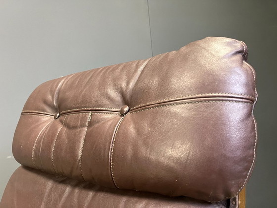 Image 1 of Fauteuil vintage scandinave en cuir et bois courbé, années 1970