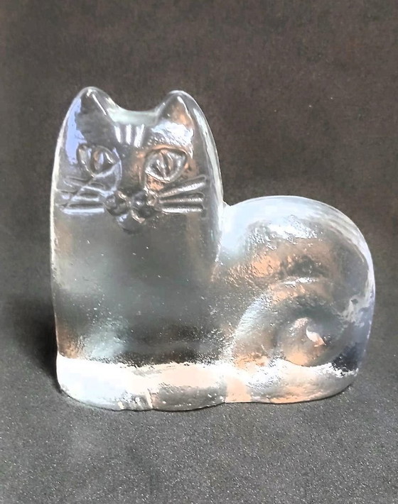 Image 1 of Vintage Lisa Larson Cat – Royal Krona Sweden Crystal 1970s (11 cm)