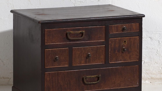 Small antique Japanese Tansu - Taishō / Showa Period (c. ) #99 – Chest of drawers, Metal (photo 3 of 40)