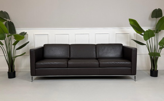Image 1 of Divano di design Walter Knoll Foster 500 a 3 posti, marrone + pouf