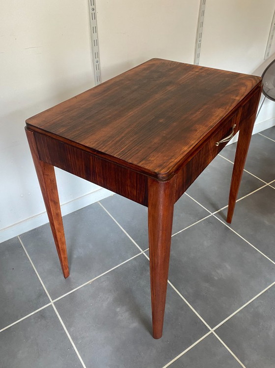 Image 1 of Vintage 1950s rosewood veneer side table/desk with one drawer
