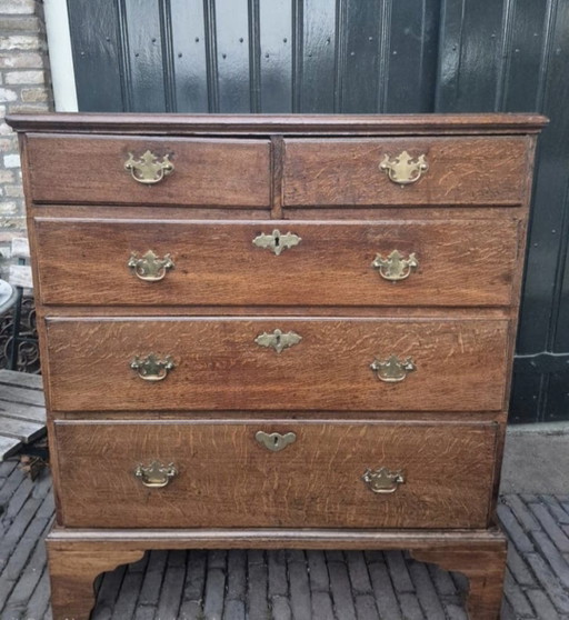 Antiek Engelse eiken strakke ladekast, Georgische commode