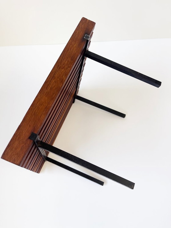 Tavolino per piante in teak Mid-Century, Sgabello, Metallo vintage originale – Libri d'arte, Legno, Ferro (photo 8 of 12)