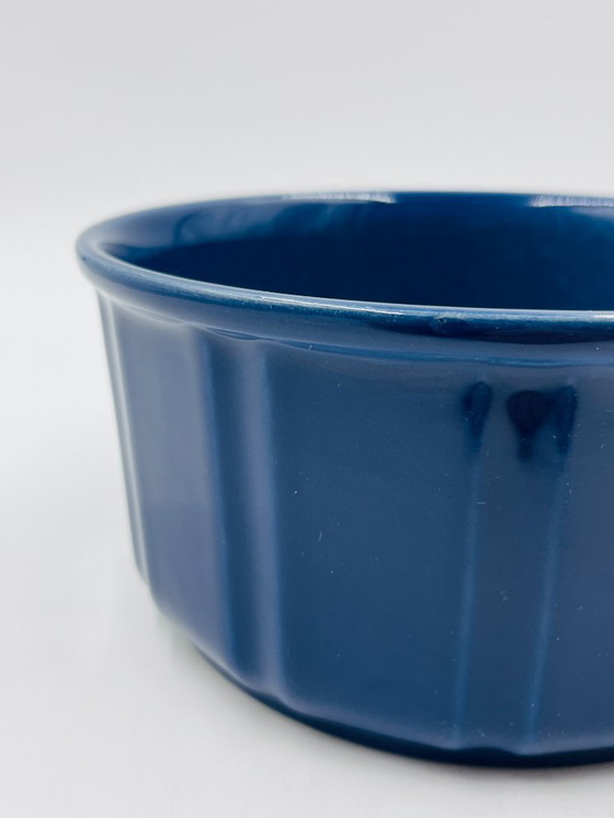 Image 1 of Vintage blue glazed ceramic gratin dish from the 1970s