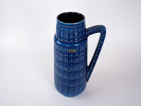 Image 1 of Blaue Keramikvase, deutsches Design, 1960er Jahre, hergestellt von Scheurich