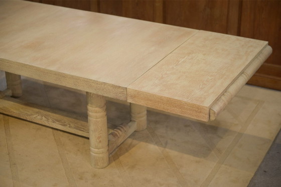 Mesa Art Déco de roble blanqueado al estilo de Jean-Charles Moreux, década de 1940. – Mesas de comedor, Wood (photo 9 of 14)