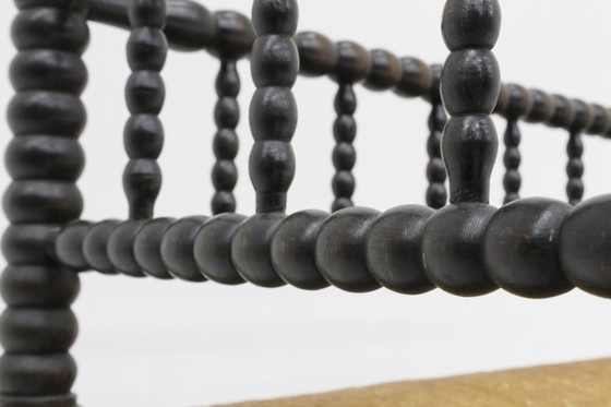 Image 1 of Banc à bobines vintage avec assise en jonc, années 1920