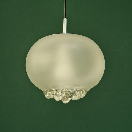 Image 1 of Vintage Peill & Putzler Pendant Lamp - Frosted and Transparent Glass - 1970s - Ø 22 cm.