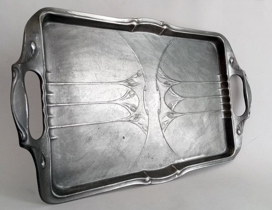 Image 1 of Kayserzinn Jugendstil/Art-Deco 'Model Nº4908' Plateau Dessiné par Karl Berhof 1908