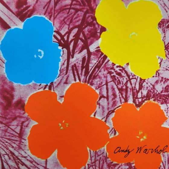 Image 1 of Lithographie en édition limitée « Fleurs » d'Andy Warhol par CMOA - 50 x 50 cm