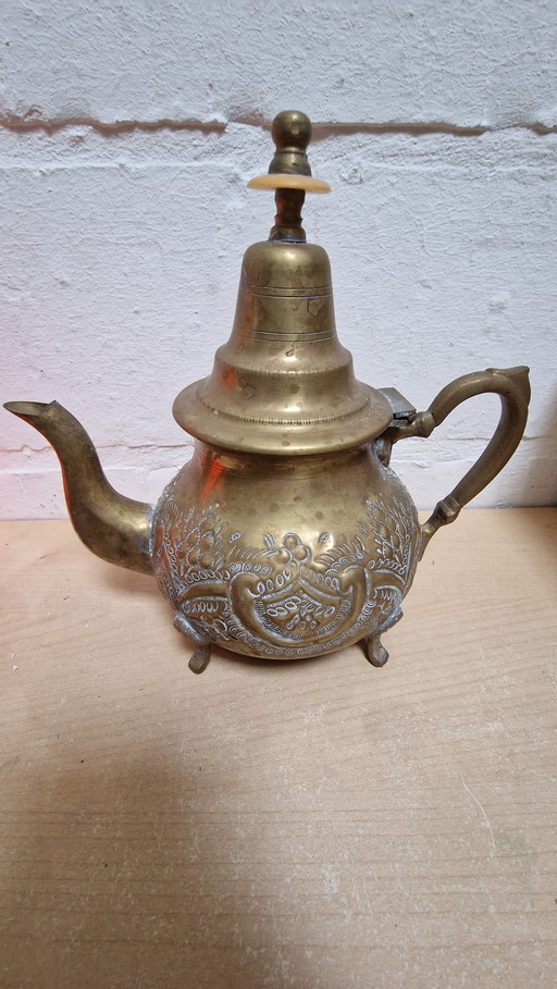 vintage koperen marokkaanse theepot 