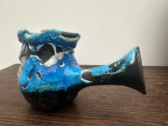 Image 1 of Vintage decoratieve kan - Keramiek Émaux des Glaciers Atelier du Cyclope Annecy