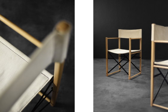 Image 1 of Sedie da regista Safari in faggio e tela, vintage, metà secolo, scandinavo moderno, anni '60, set di 2