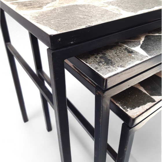 Image 1 of Mimiset in mosaico di marmo di design di metà secolo, base in metallo