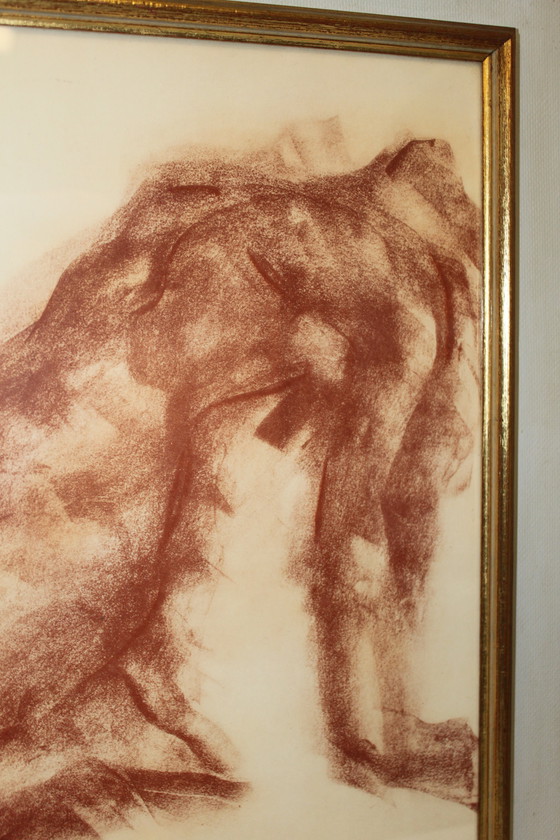 Image 1 of Sanguina sobre papel, "À genou nue", de Mania Mavro.