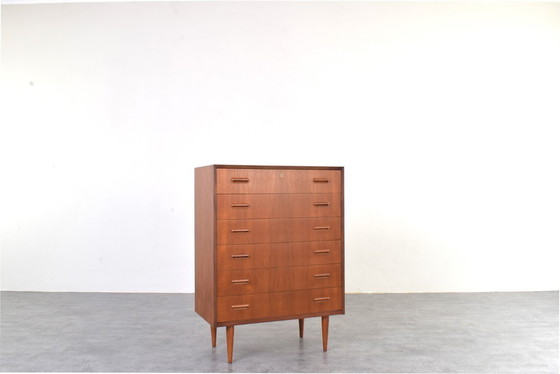 Image 1 of Deense teakhouten ladekast uit het midden van de 20e eeuw, jaren 60.