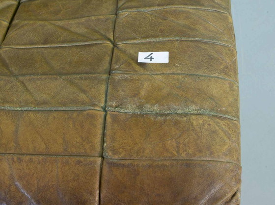 Image 1 of Sofá modular De Sede DS11 de cuero con parches verde oliva, diseño de mediados de siglo, 6 elementos. Suiza, años 70.