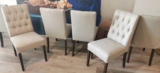 Image 1 of 6 beige stoelen/ 6 beige chairs