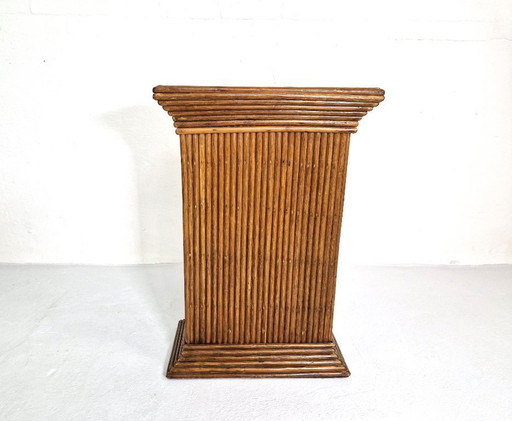 Gabriella Crespi-style wicker plant stand, 1970s