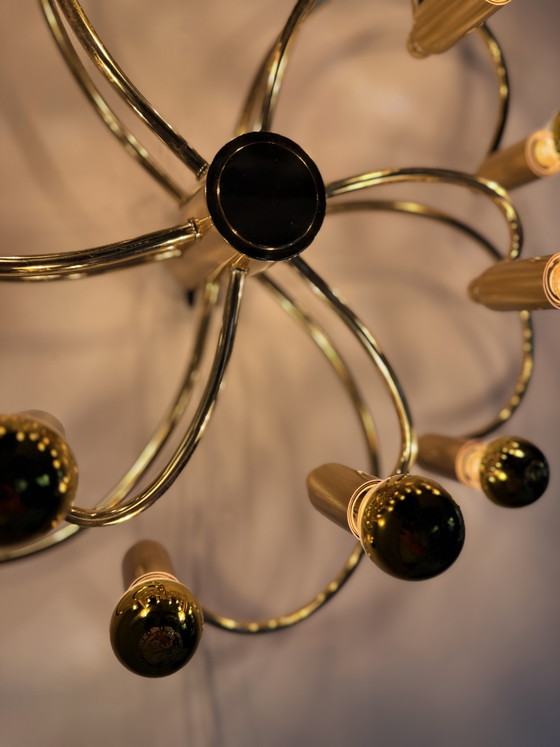 Image 1 of Vintage messing swirl plafond/wandlamp, Scolari ‘70
