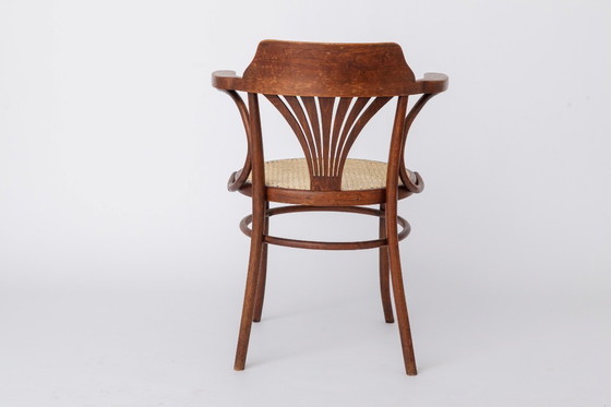 Image 1 of Vintage Bentwood Chair by Fischel Austria 1940s-1950s | Restored Beech Wood & New Rattan Seat | Desk or Dining Chair