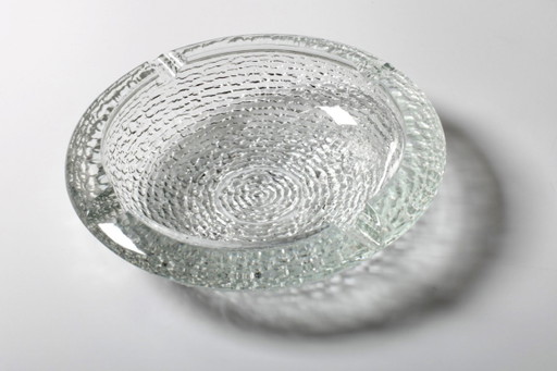 Vintage Clear Glass Henninger Meister Spezial Bier Round Ashtray / Germany / 1980s