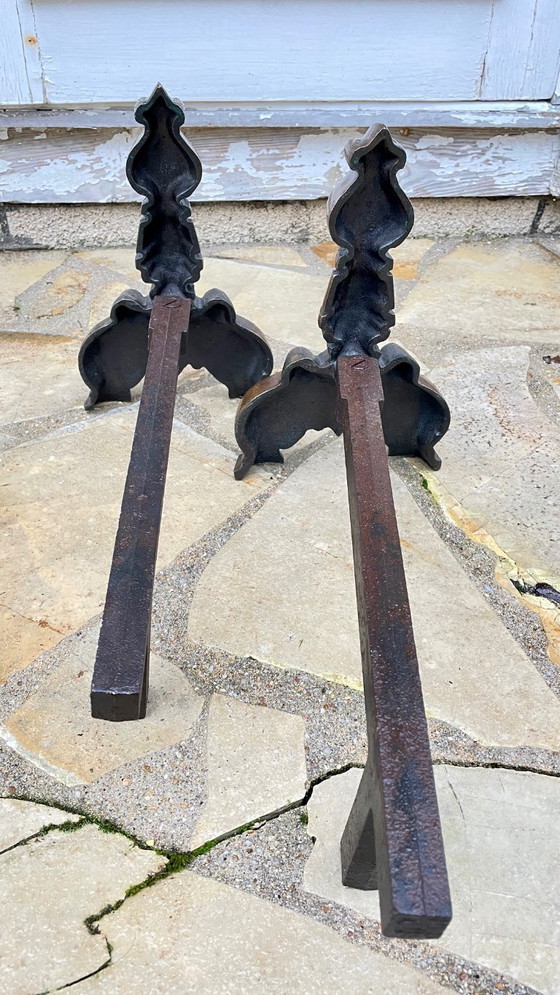 Image 1 of Pair of FOLDING CHENETS Solid Brass VINTAGE