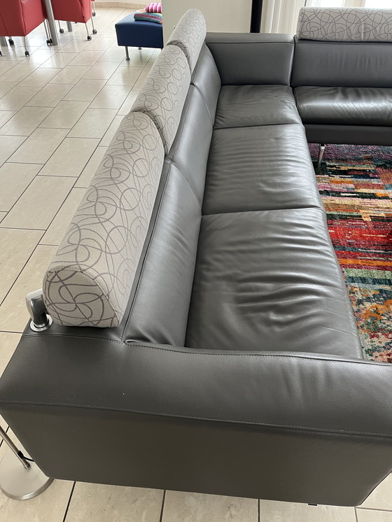 Image 1 of Leolux Horatio banquette en cuir (310/285) et fauteuil bijbehorende