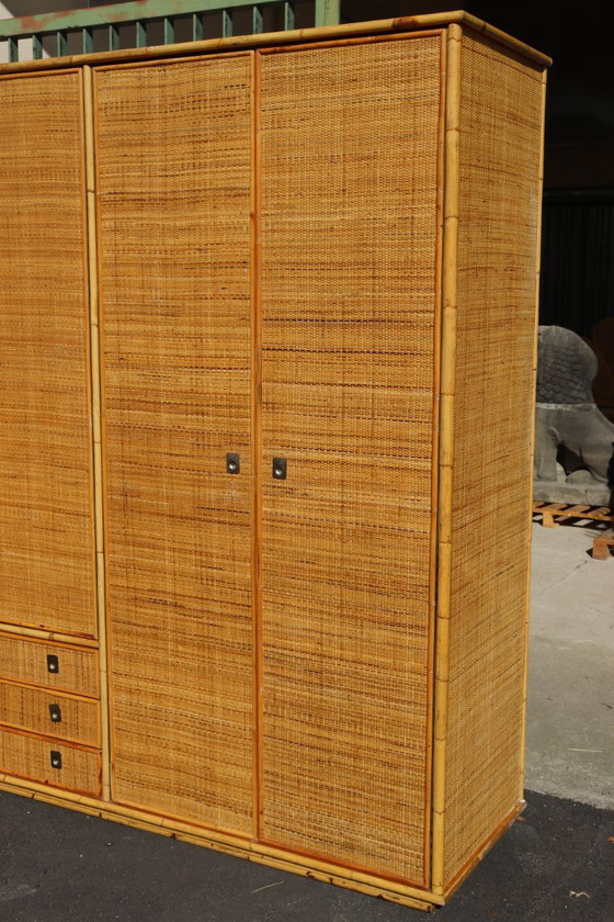 Large rattan and bamboo wardrobe by Dal Vera Italy, Gold (photo 4 of 10)