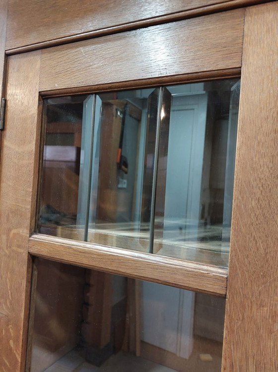 Armario antiguo, librería escolar de Ámsterdam, estilo Art Déco. – Wood, Glass (photo 3 of 11)