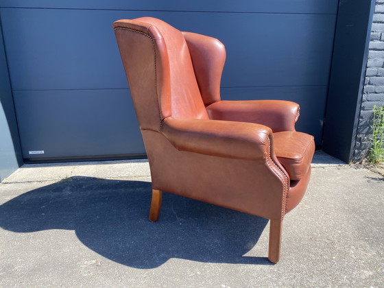 Cognac Bendic Wing Armchair – Leather, Wood (photo 4 of 7)
