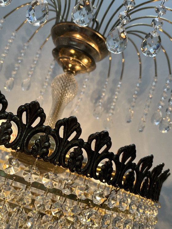 Image 1 of Lustre vintage en cristal de style Art Nouveau