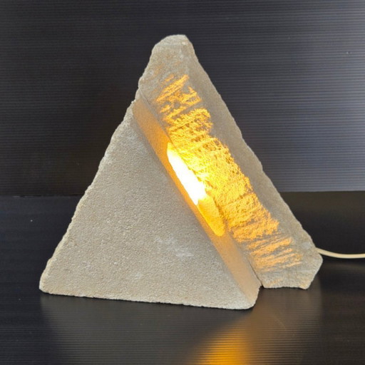 Vintage 1970s Stone Pyramid Table Lamp