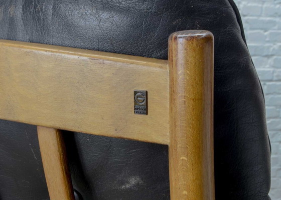 Image 1 of Fauteuil lounge scandinave en cuir marron chocolat G-Möbel, Suède, années 1960.