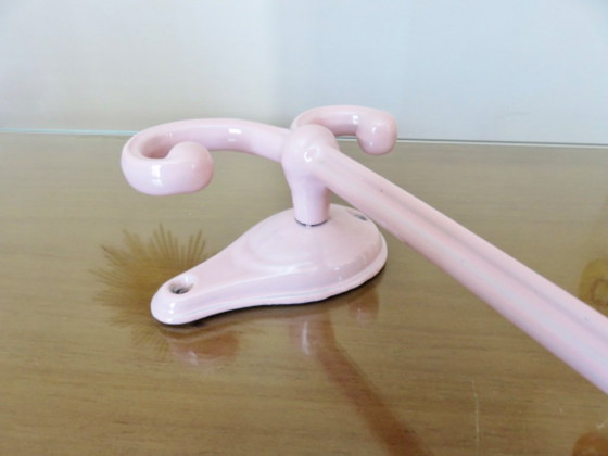 Image 1 of Antique pink enamelled cast iron towel rack