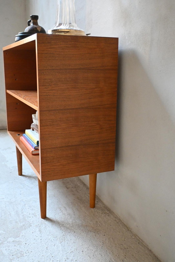Image 1 of Mid-Century Open Bookcase Teak Veneer