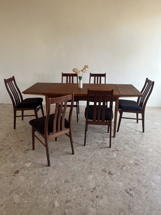 Image 1 of 6x Originele "Farstrup Møbelfabrik jaren 60" Eetkamerstoel Mahonie Denemarken!!